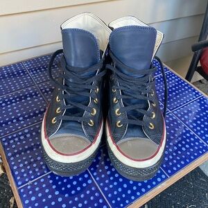 Leather converse size 10,5 black / blue live free